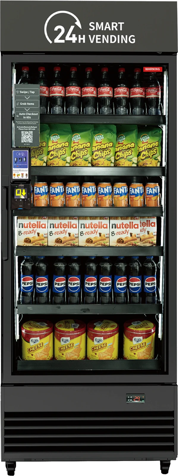 HAHA 542 Pro AI smart cooler with Nayax card reader, front view