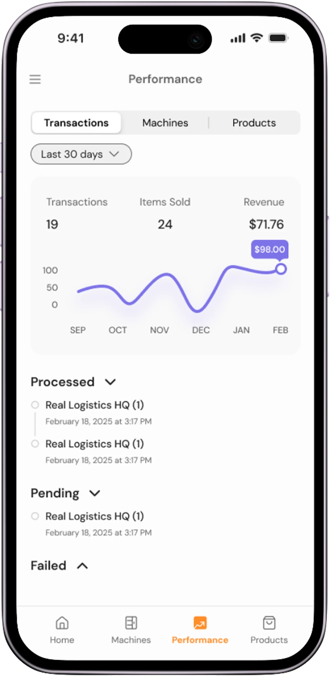Vendera VMS app date range filter