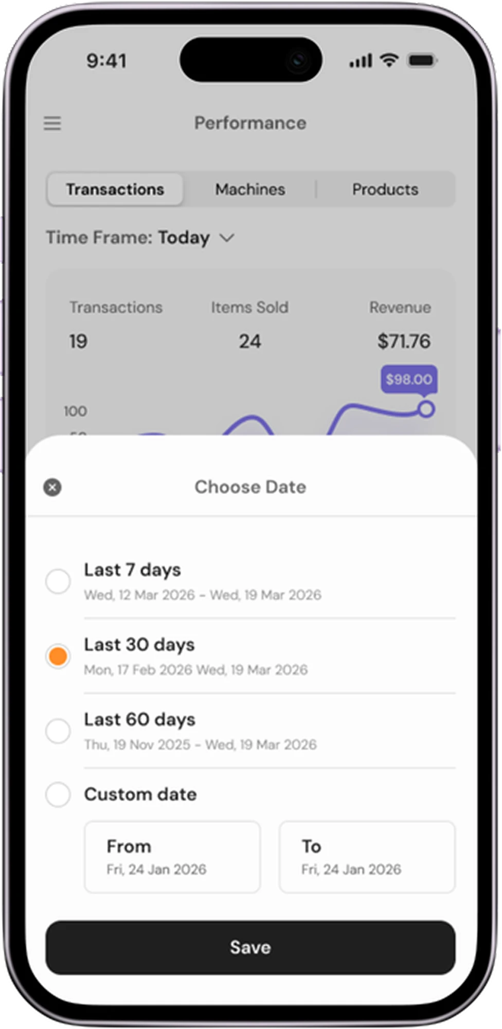 Vendera VMS app home screen